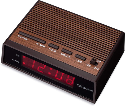 Westclox Retro Wood Style Easy To Read Super Bright Small Night Table Alarm Clock, 22690.
