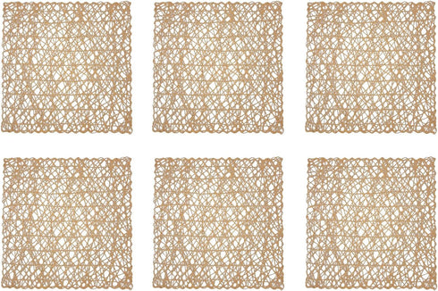 DII Woven Paper Tabletop Collection, Square Placemat Set, 16x16, Taupe, 6 Piece