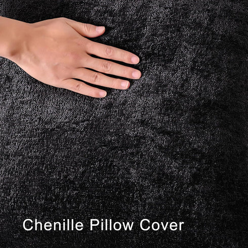 Set 2, Cozy 20x20 Inch, Chenille Throw Pillow Covers of Decorative Textured Solid Accent Pillow Cases, Soft Neutral