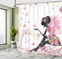 Ambesonne Girls Shower Curtain, Pink Butterfly Girl with Floral Dress, Fabric Bathroom Decor Set, 84 Inches