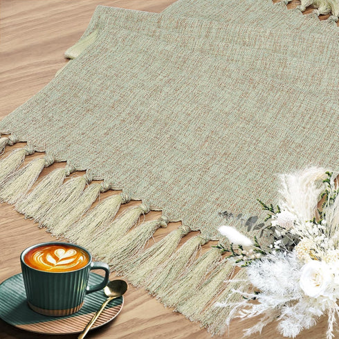 36 Inch yuboo Sage Green Table Runner - Small Spring Coffee Table Runner, Boho Farmhouse Dresser Scarves for Bedroom