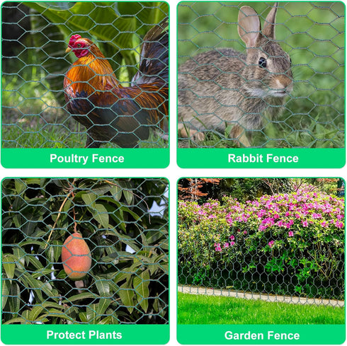 HANWRAPS 15.7 90.5 Inches, Chicken Wire, x Green, Hexagonal Mesh, Galvanized Metal Poultry Wire Netting for Crafts