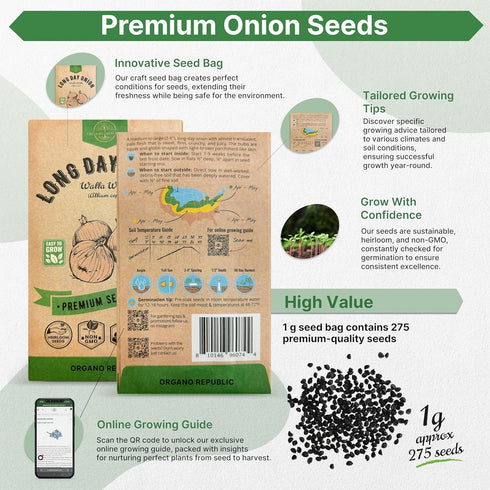 Pack 1G 275 Packet, Onion Walla Walla Seeds - Over Non-GMO Heirloom Onion Seeds for Planting Vegetables in Individual