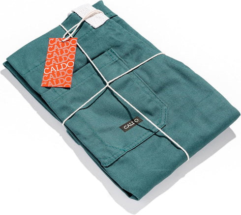 Caldo Daily Cotton Kitchen Apron for Cooking - Adjustable Straps with Pockets and Towel Loop, Spruce