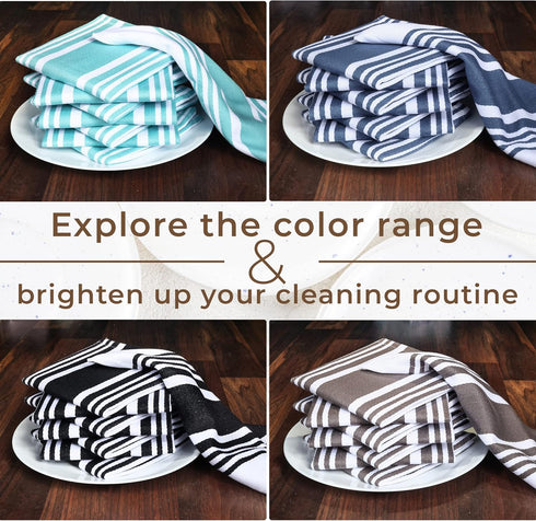 Set 8, 12x12 Inch Urban Villa Cotton Dish Cloth of Highly Absorbent Super Soft Quick Drying Dish Cloths for Kitchen