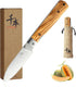 SENBON 440A Stainless Steel Ultra Sharp Pocket Folding Japanese Peeling Utility Knife, Natural Olive Handle