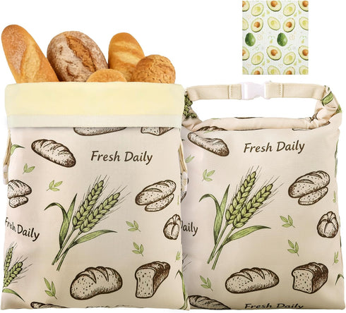 2 Pack Beeswax Bread Bags for Homemade Bread,17x13 In Sourdough Storage Bags,Sealing