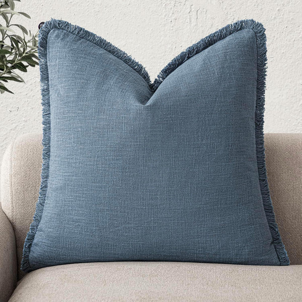 Foindtower Decorative Linen Fringe Throw Pillow Covers Cozy Boho Farmhouse Cushion Cover