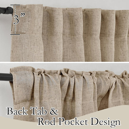 95 inches, 52" 2 RYB HOME Khaki Linen Curtains Rod Pocket & Back Tab Linen Blend Boho Elegant Light Filtering Stain