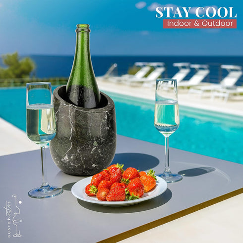 750ml Gusto Nostro Marble Wine Chiller Bucket - Wine Bottle Cooler and Champagne Chiller for Party, Kitchen, Bar Cart