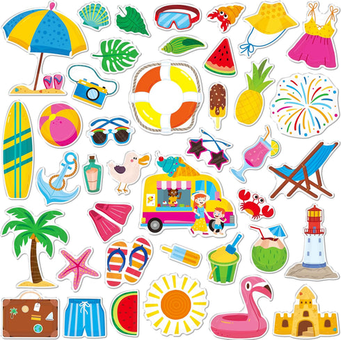40PCS Reusable Jelly Stickers, Waterproof Summer Beach Window Cling Stickers for Toddlers,
