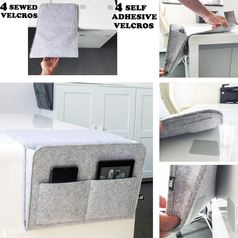 Lib Bedside Caddy, Original Design | Large Size 9.5" x 13.5" | Night Hanging Storage Organizer, Light Gray