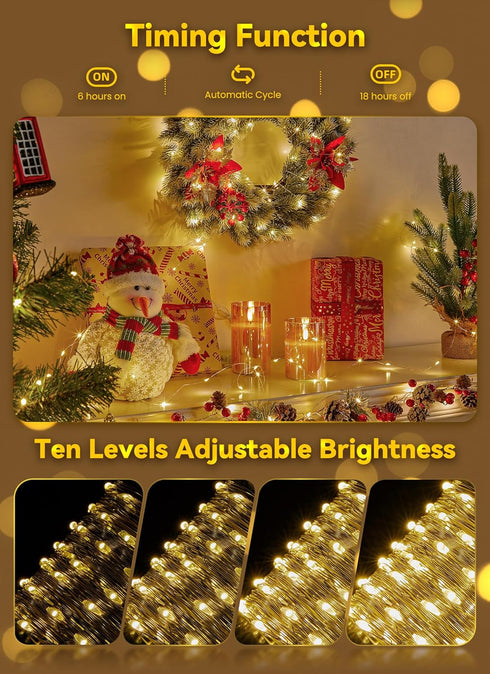 33Ft 100 Minetom Fairy Lights Battery Operated with Remote, LED Waterproof String Lights Indoor Outdoor, Starry Twinkle