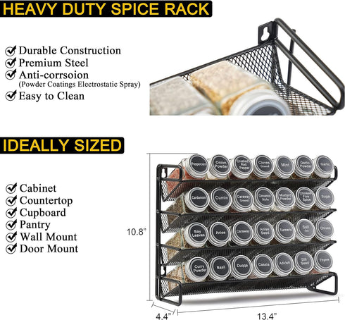 28 386 Set Countertop, 28 13.4" 10.8" SpaceAid Spice Rack Organizer with Spice Jars, Spice Labels, Chalk Marker