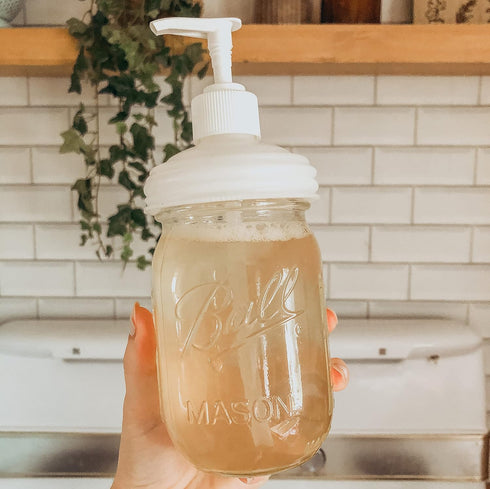 reCAP Mason Jar Pump Lid Soap and Condiment Dispenser | Regular Mouth | Natural | Made in The USA | Leak-proof