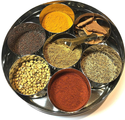 Chanaksha Trading 7 2 Spice Container Stainless Steel Round Spices Box Kitchen Masala Dabba - Spice Container - Masala
