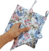 CUSHYSTORE Canvas Pot Holder Oven Pads, Potholders for Cooking Kitchen, 7.75", 2 Packs (Blue Rose Garden)