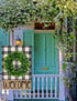 Welcome Summer Garden Flag for Outside - Buffalo Plaid Boxwood Wreath Small Yard Flag, 12x18 Double Sided
