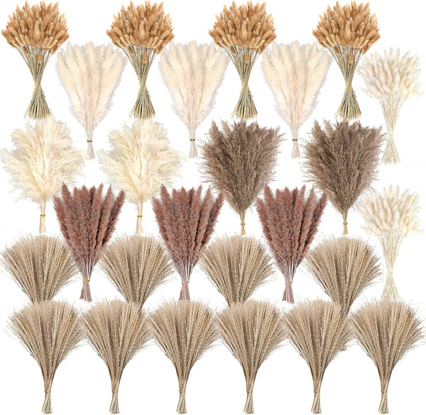 CKBT 610 PCS Dried Pampas Grass Decor, Dried Flower Bouquets for Wedding, Home,