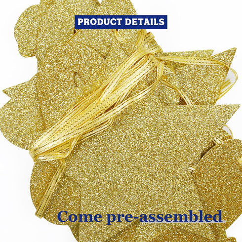 Welcome Little One Glitter Banner, Pre-strung Baby Shower Decor for Gender Reveal Party (Gold)