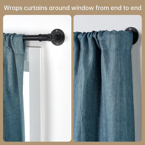Industrial Curtain Rods for Windows, Blackout Wrap Around Curtain Rod, 48 to 84 Inches, 7/8 Inch Diameter