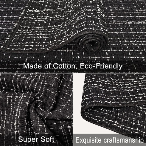 Small Boho Rug 2 x 3 Cotton Washable Rugs, Black White Kitchen Runner for Indoor Outdoor Farmhouse Area Carpet