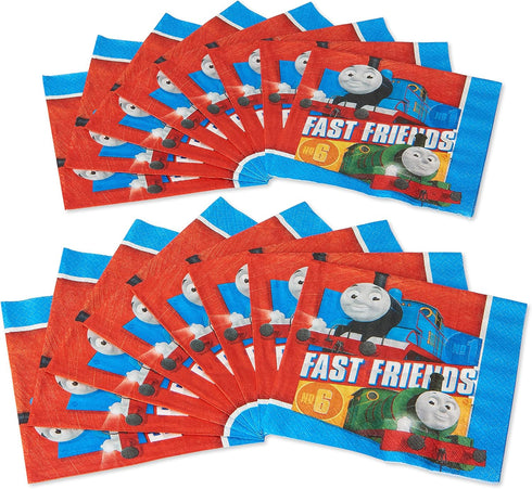 Multicolor Thomas All Aboard Luncheon Napkins - Pack Of 16, 6.5" x 6.5", Premium Quality Design