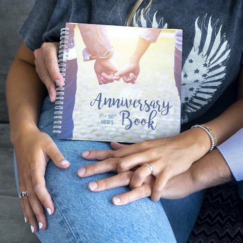 Wedding Memory Book, Hardcover Journal to Document Anniversaries from 1st to 50th Year, Gifts for Bride and Groom
