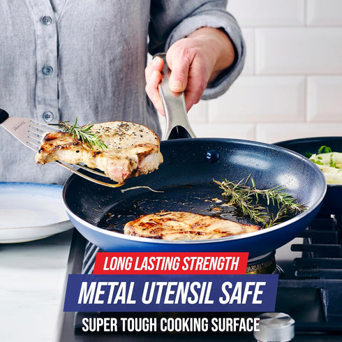 Blue Diamond 10" Nonstick Frying Pan Skillet - PFAS & PTFE-Free Ceramic, Dishwasher Safe, Blue