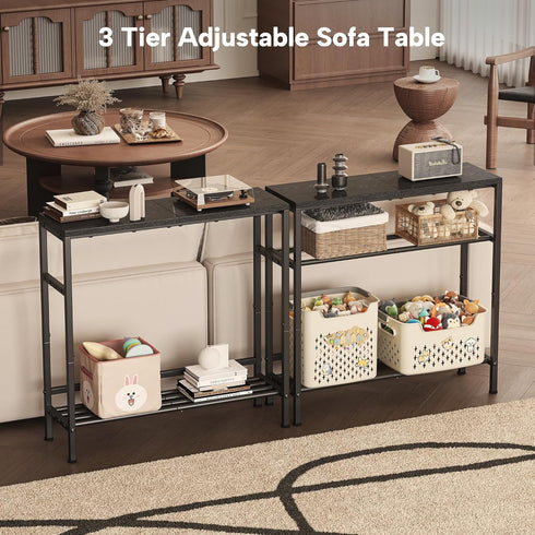31.5" 2-Tier Homeiju Entryway Table Width, Console Table with Adjustable Shelves, Industrial Sofa Table with Storage