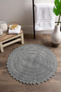 DII Crochet Collection Reversible Bath Mat, Round, 27.5" Diameter, Gray
