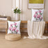 Embroidered Throw Pillow Covers 18x18 Inch Set of 2, Pink Magnolia Flower Spring Pillowcases for Living Room