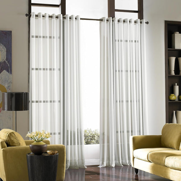Curtainworks Soho Voile Sheer Grommet Curtain Panel, Winter White, 59 by 108"