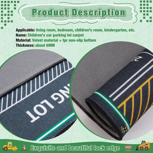 5x7 Tinideya Kids Playmat Rug ft, Non-Slip Rubber Backing Traffic Road Playmat, Cars Play Mat for Toddler Children