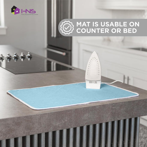 HOLDN’ STORAGE Ironing Mat, Magnetic Laundry Mat, 28.25” x 19”, Blue, Quilted, Washer and Dryer Countertop