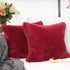 YOUR SMILE Pack of 2 Christmas Decorative New Luxury Series Merino Style Faux Fur Throw Pillow Case 18" x 18" (Burgundy