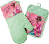 African American Expressions Pink and Green Mitt Set, Oven Mitt 7"x13"/Pot Holder 7"x9" Silicone Set
