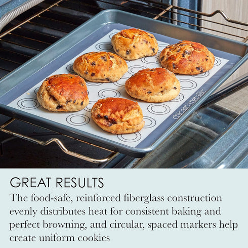 Chicago Metallic Silicone Pastry Mat with Measurements, Baking Mat with Cookie Marks, Gray 16.5x11.5 Inch