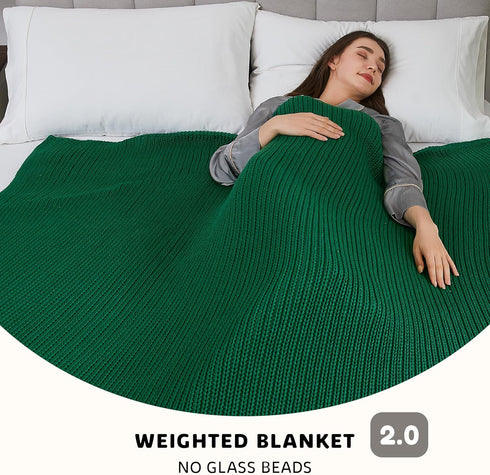 50"x60" 7lbs L'AGRATY Knitted Weighted Blanket - Cooling Chunky Knit Heavy Blanket for Adults Braided Crochet Throw