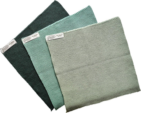 3-Piece Danish Cotton Dishcloths, 100% Certified Organic Cotton Made in India (Rustic Green Organic Combi)