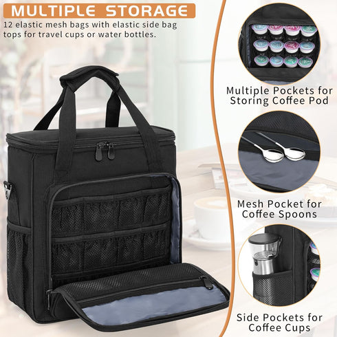 Coffee Maker Carrying Bag for Keurig K-Mini or K-Mini Plus, Portable Storage Tote Case with Extra Pockets