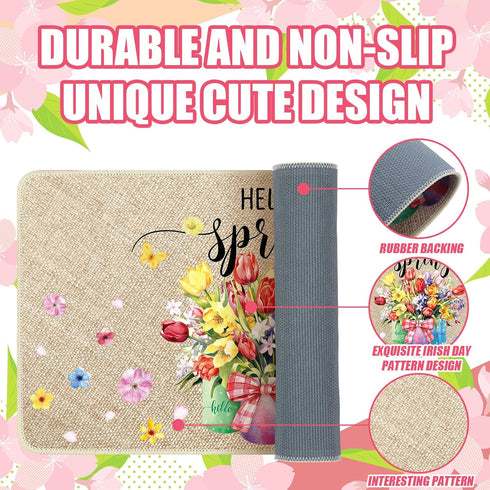 Zhanmai Floral Doormat, 16 x 28 Inch Non Slip Outdoor Doormat for Front Door, Indoor Entrance Rug (Green)