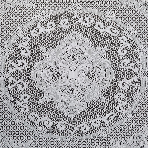 Juvale Round White Lace Tablecloth - Polyester Table Cover for Wedding Reception, Vintage Round Cover with Scalloped