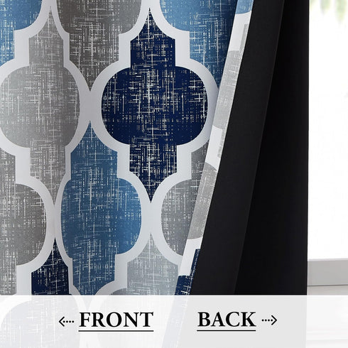 Beauoop Lattice Blackout Window Valance Curtain Panels - Thermal Insulated Drapes for Kitchen Cafe Living Room
