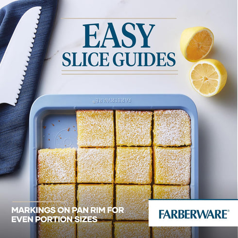 Farberware Easy Solutions Nonstick Bakeware - 10 Inch x 15 Inch Cookie Pan with Drop Zones, Blue