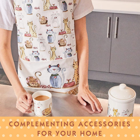 SPOTTED DOG GIFT COMPANY Apron - Cute Cats Themed Kitchenware, 100% Cotton, 37"x28" Cooking and Baking Gift