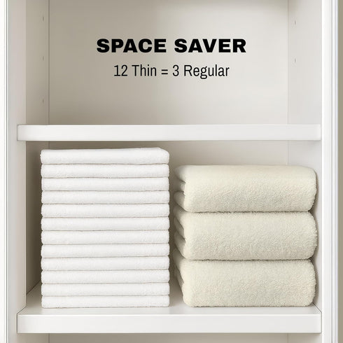 Pack 12 (22x44) 100% Commercial JMR White Bath Towels Bulk of - Cotton Lightweight & Quick-Dry Cotton Towels for Hotel
