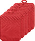 GROBRO7 5 Pack Pocket Pot Holders, Cotton Heat Resistant Potholders, Machine Washable Oven Mitts, Red