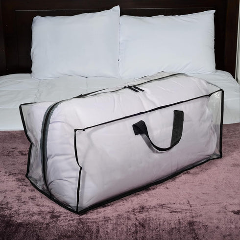 Clear Storage Bags, 3 Pack Zippered Moving Bags, Heavy Duty Transparent Totes for Packing and Organizing