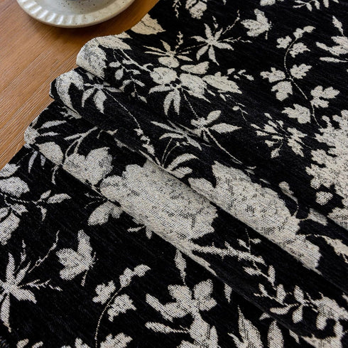 13 82 Inch Floral Jacquard Dining Table Runner with Fringe Elegant Natural End Table Runner for Graden Kitchen